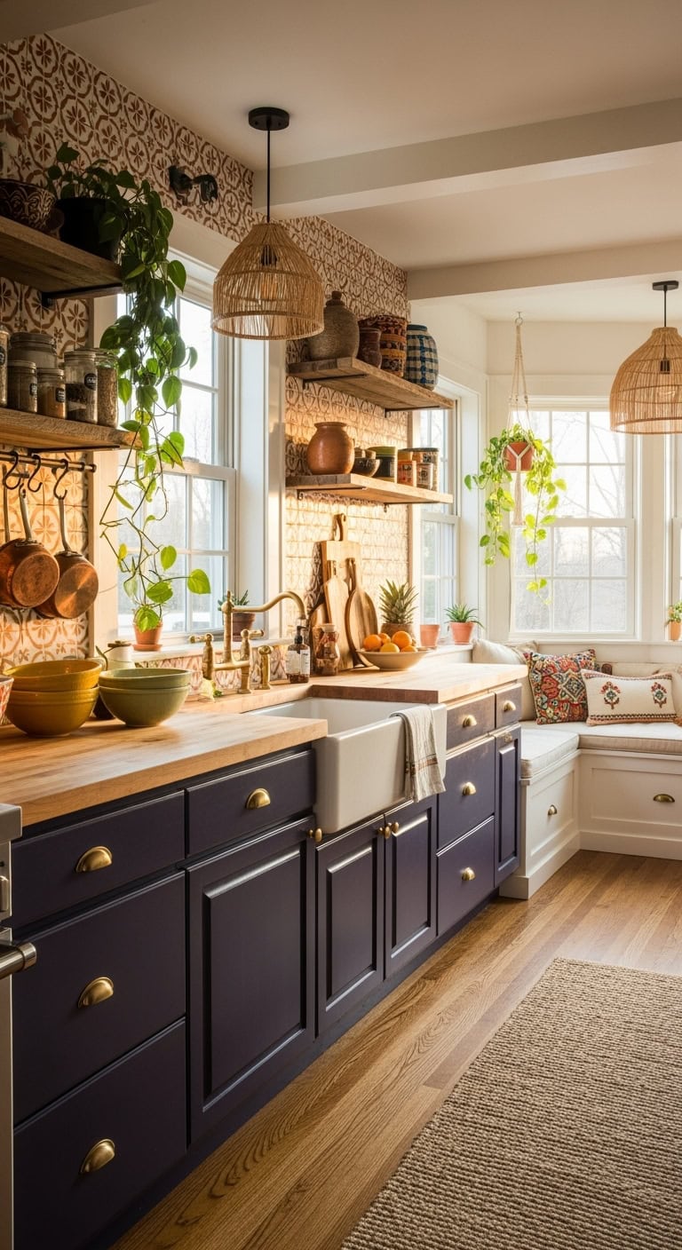 bohemian plum kitchen elegance