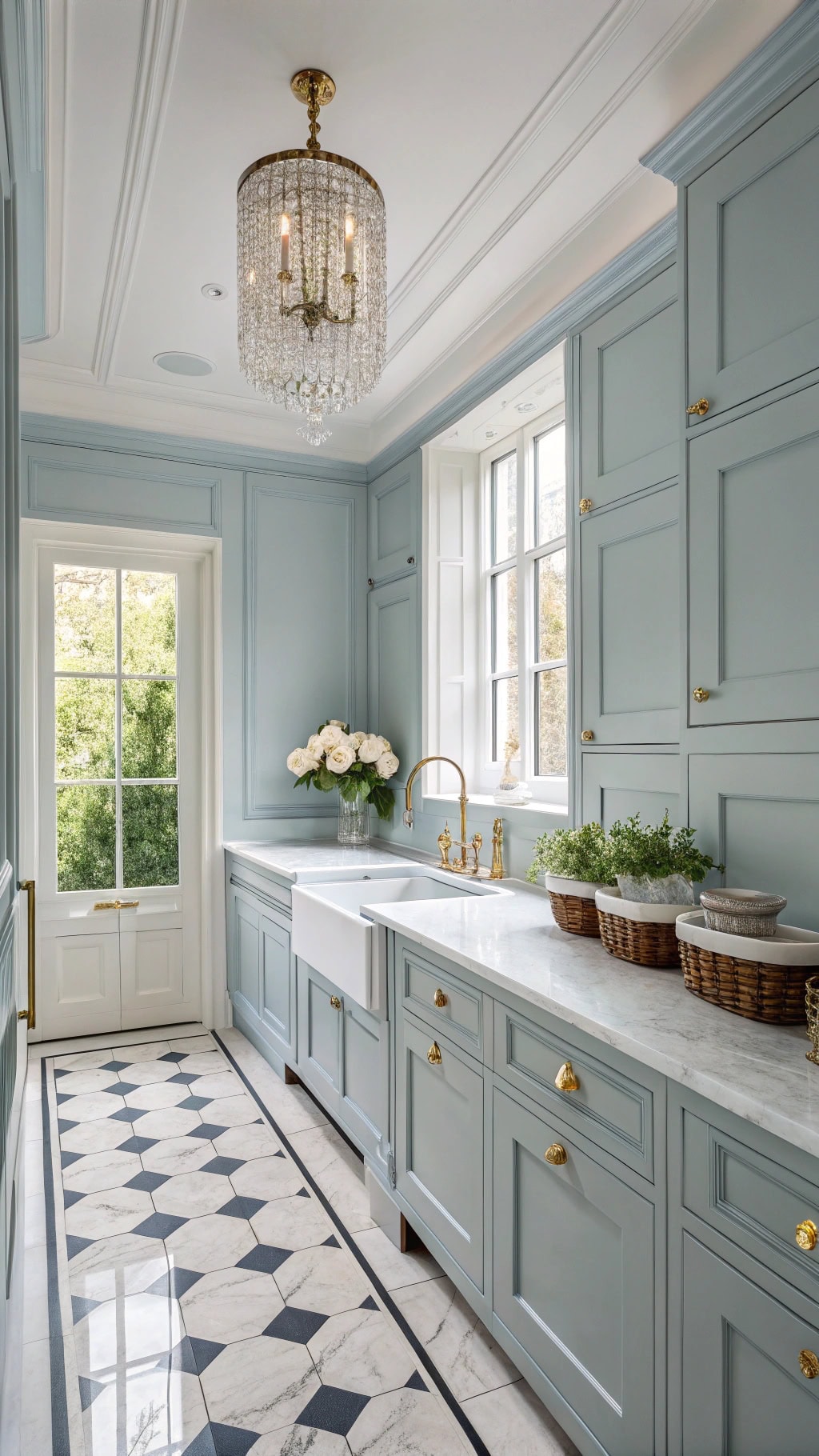 elegant baby blue paneling
