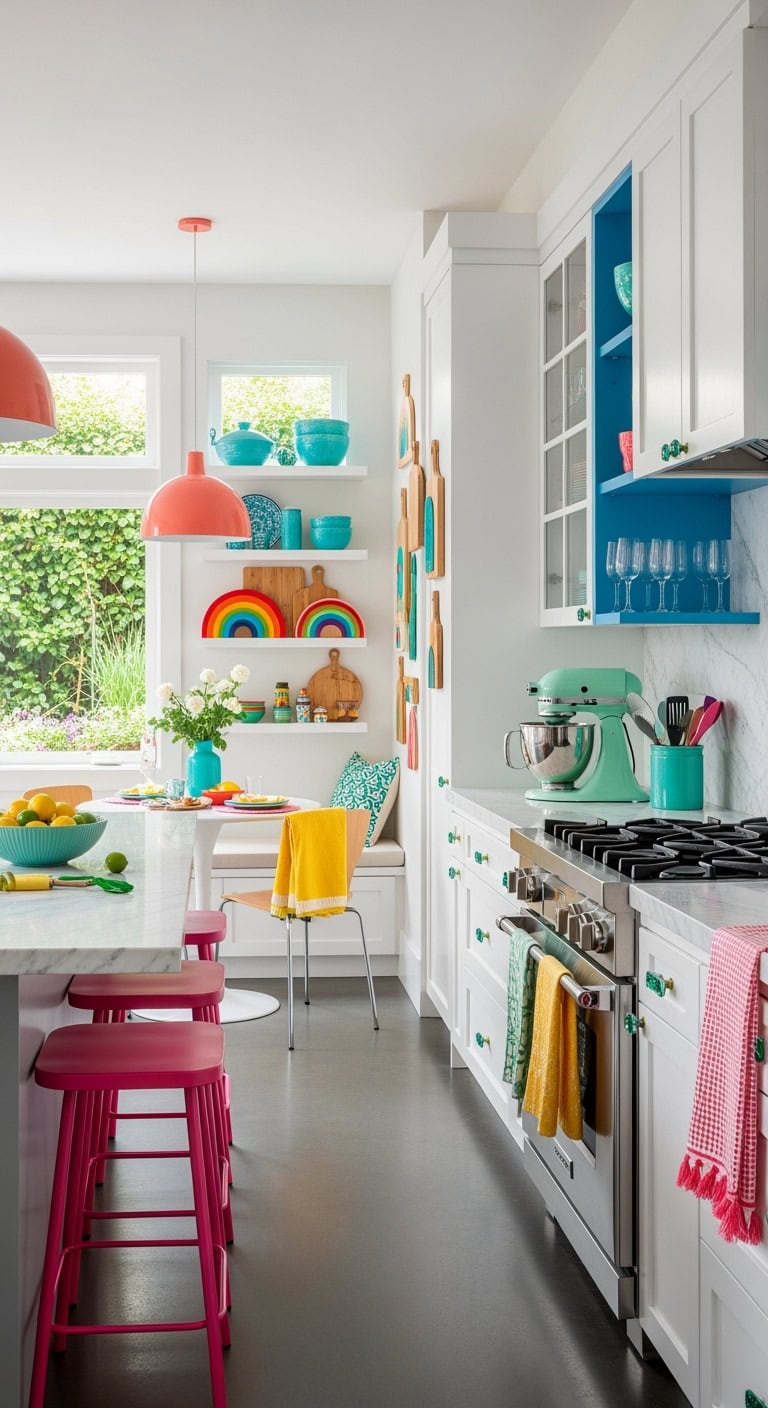 vibrant color accents liven space