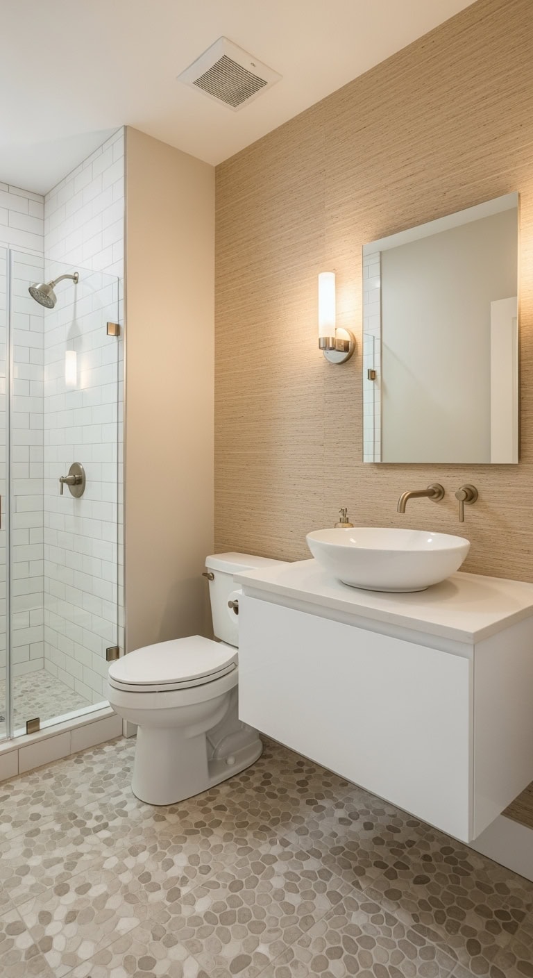 cozy textured versatile bathroom wallpaper