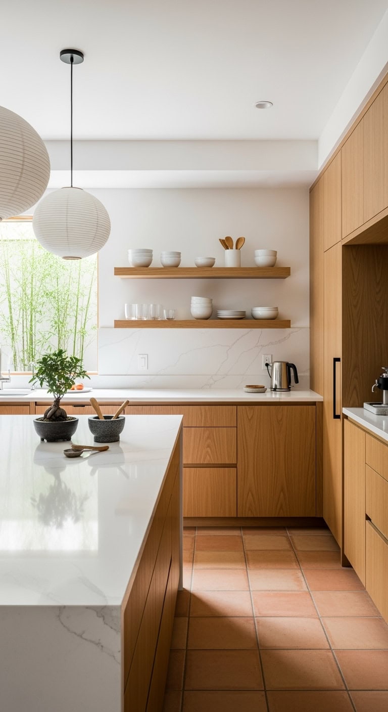 minimalist earthy tranquil meditative kitchen