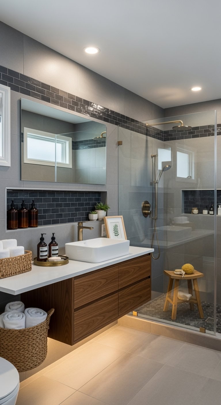 sophisticated gray bathroom tile cocoon