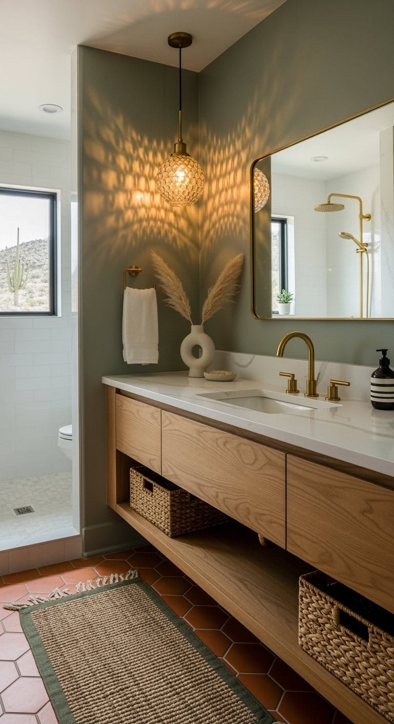 desert modern sage bathroom luxe