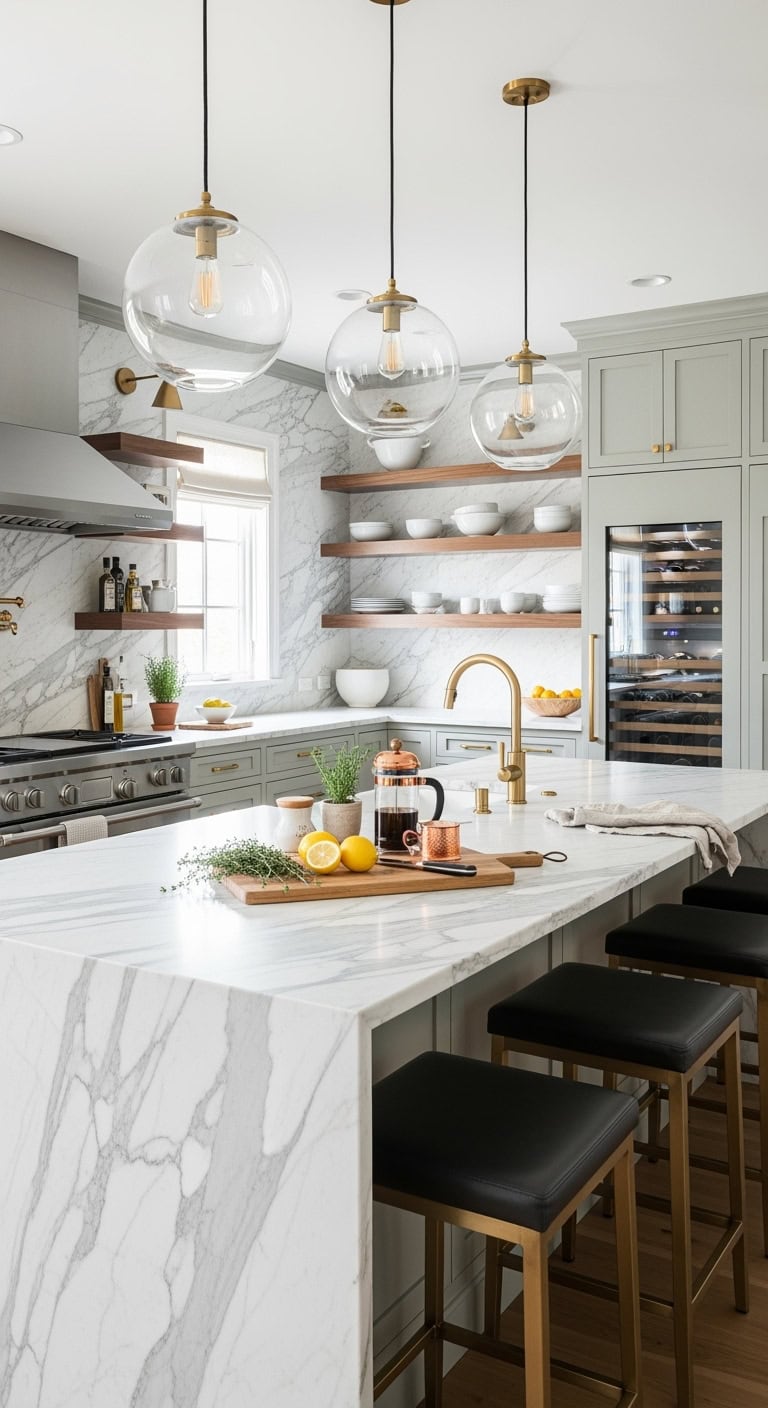 dramatic sleek modern kitchen island design
