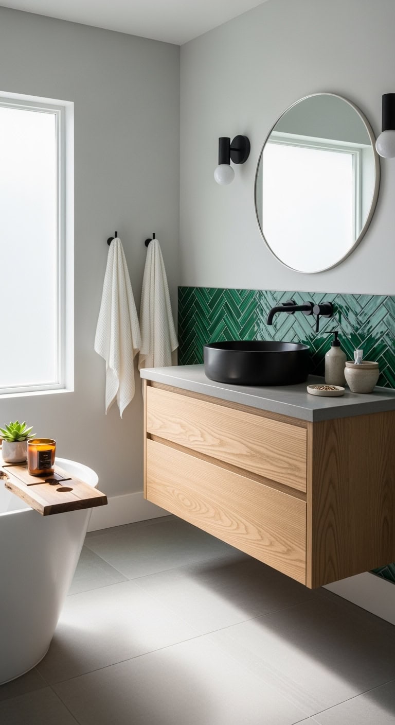 sophisticated bathroom statement accent strips