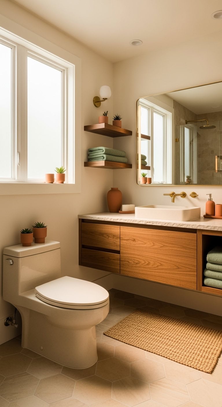 sophisticated earthy grounded zen bathroom toilets