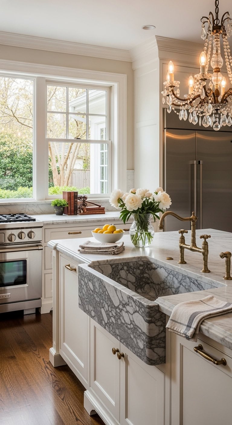 opulent stone sink kitchen dreams