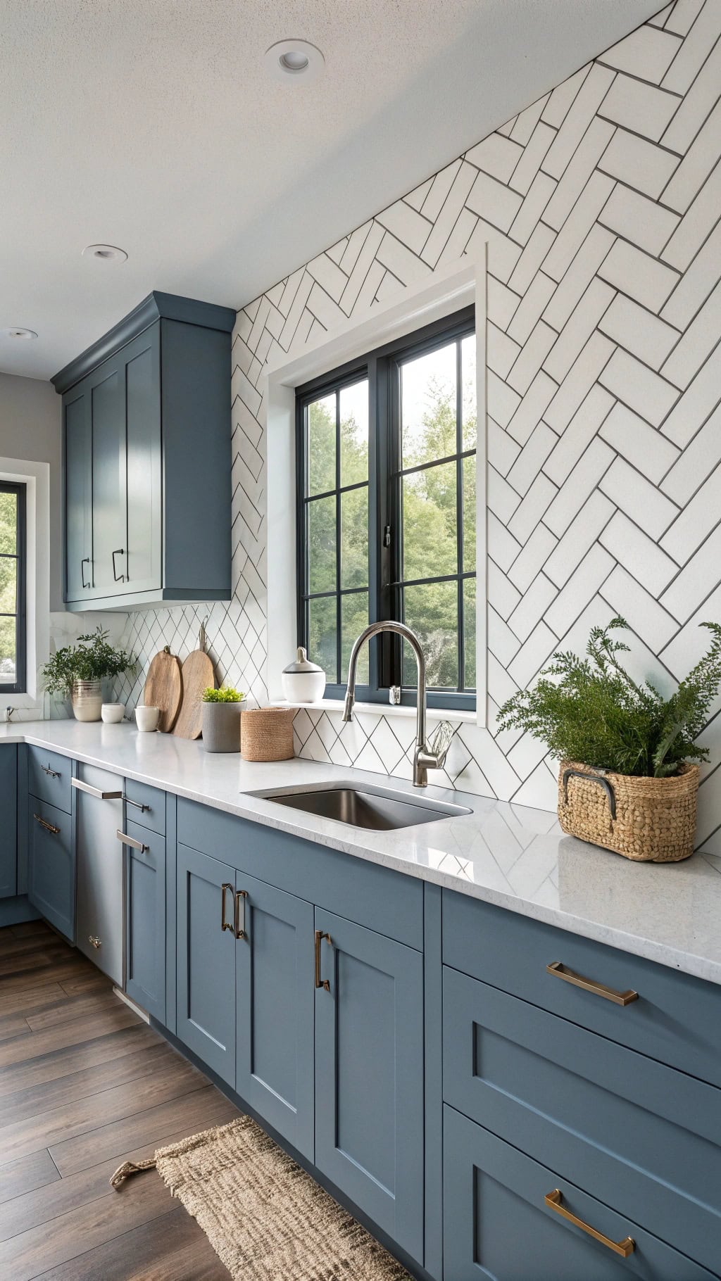subway tile and cabinets