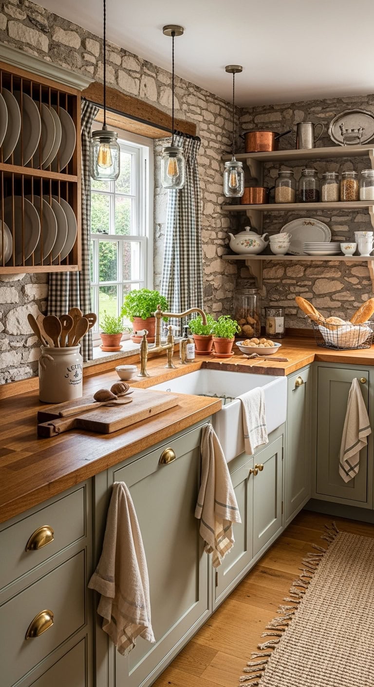 cozy textured vintage inspired cottage kitchen