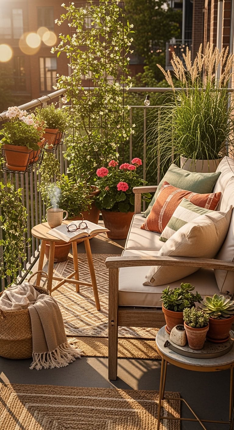 compact vertical trailing herb filled garden