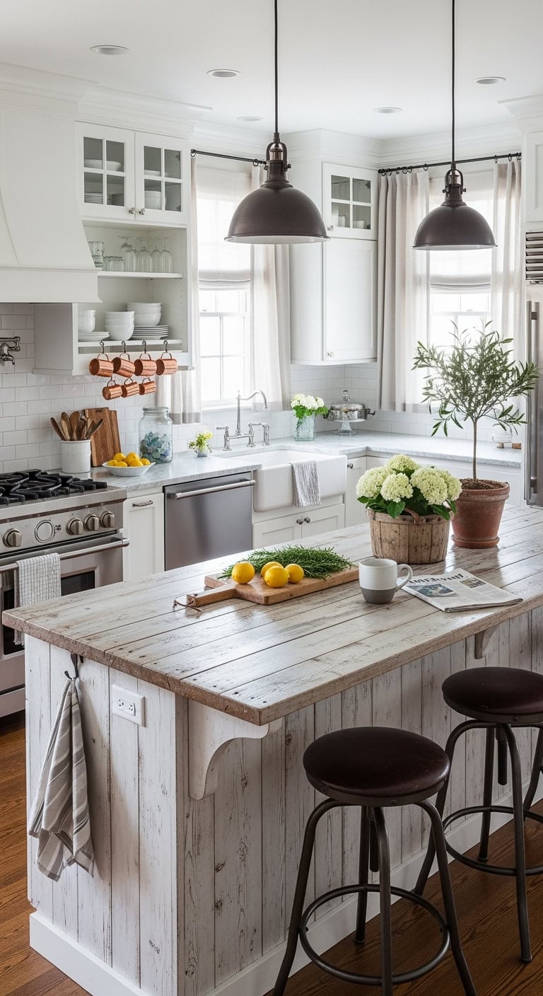 coastal cottage charm whitewashed wood island