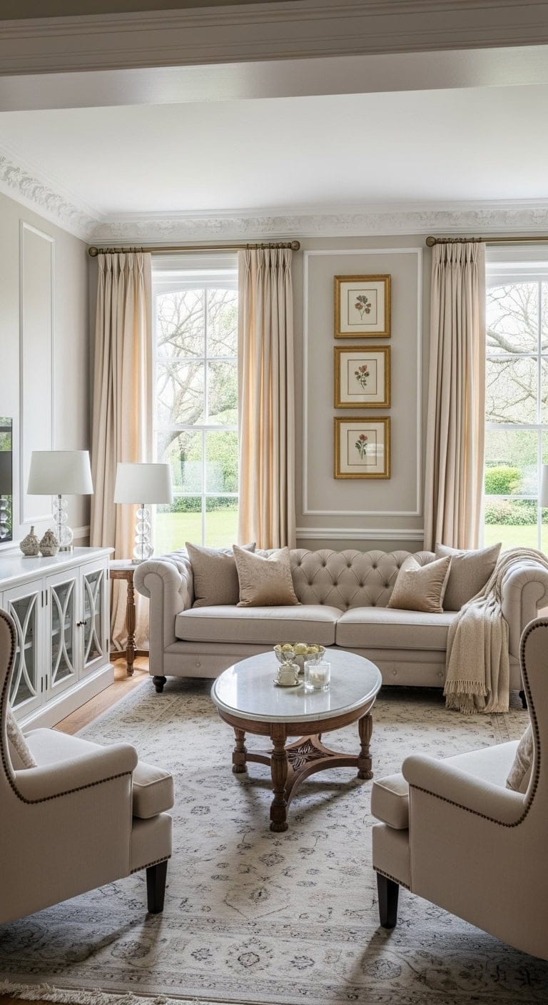 tufted beige traditional elegance