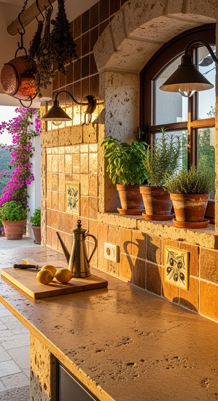 warm rustic old world mediterranean kitchen