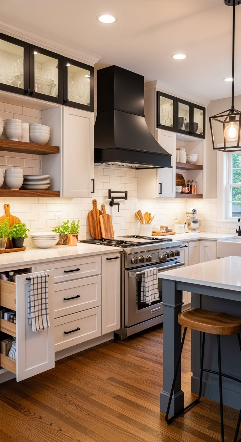 contemporary kitchen black accents