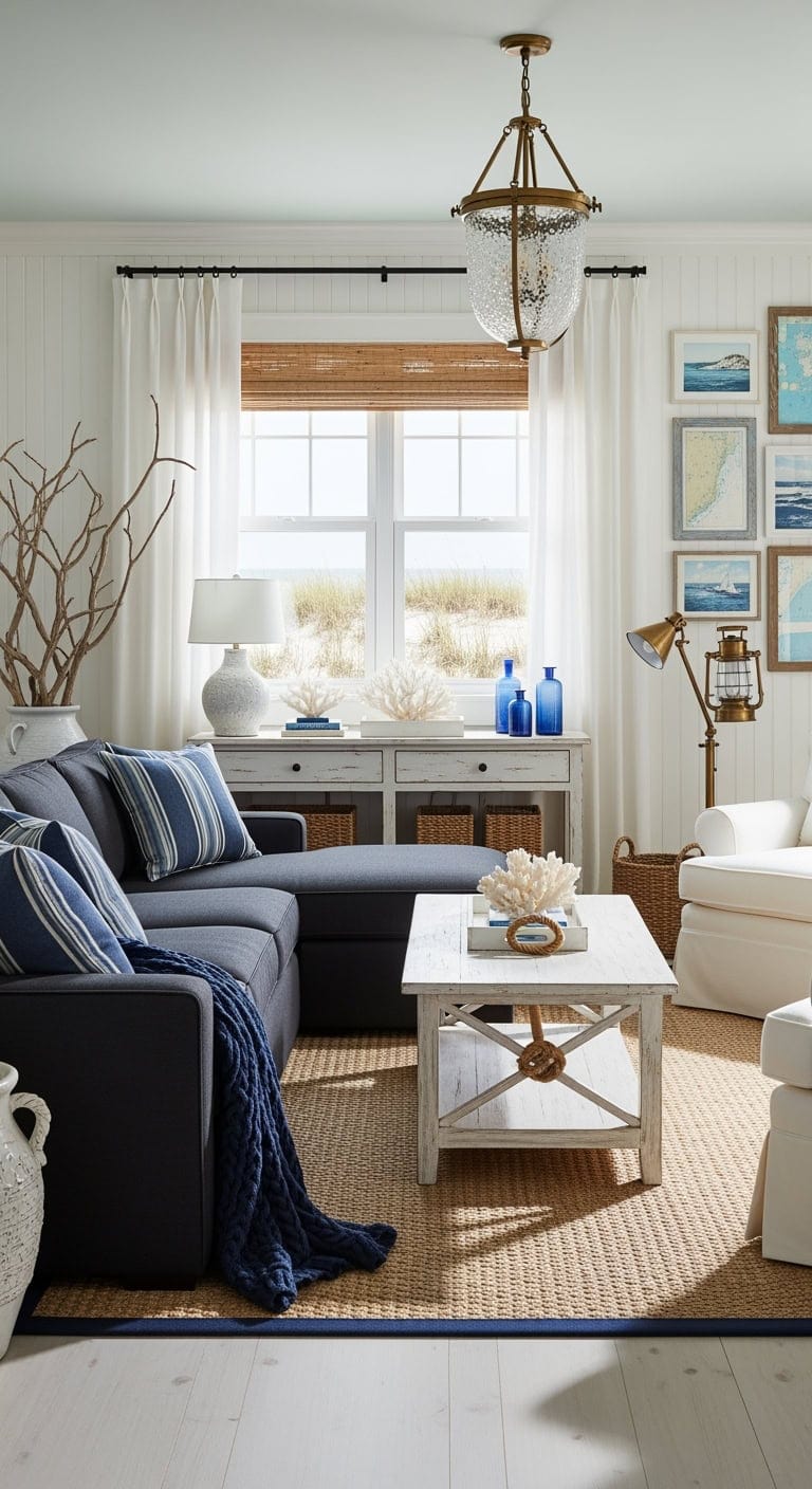 coastal chic black linen sectional