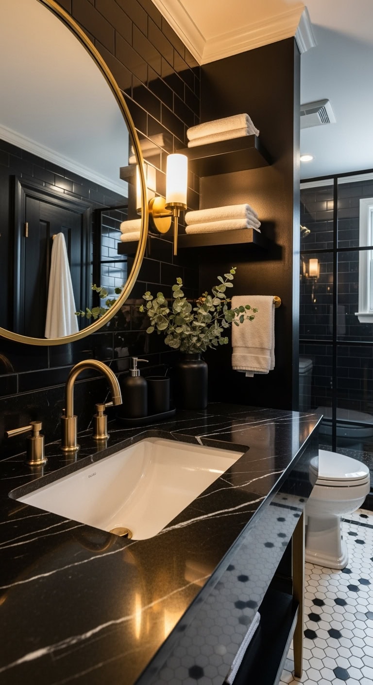 gilded bathroom glamour luxurious decor theme