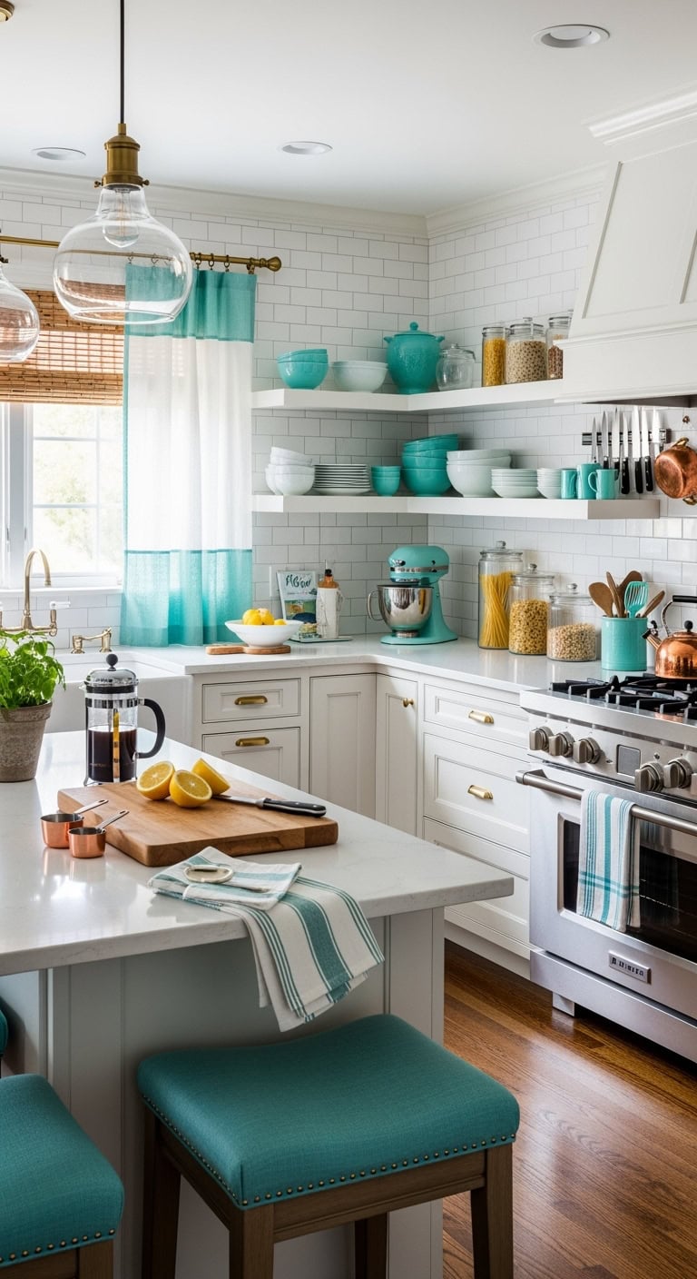 turquoise beach inspired window treatments