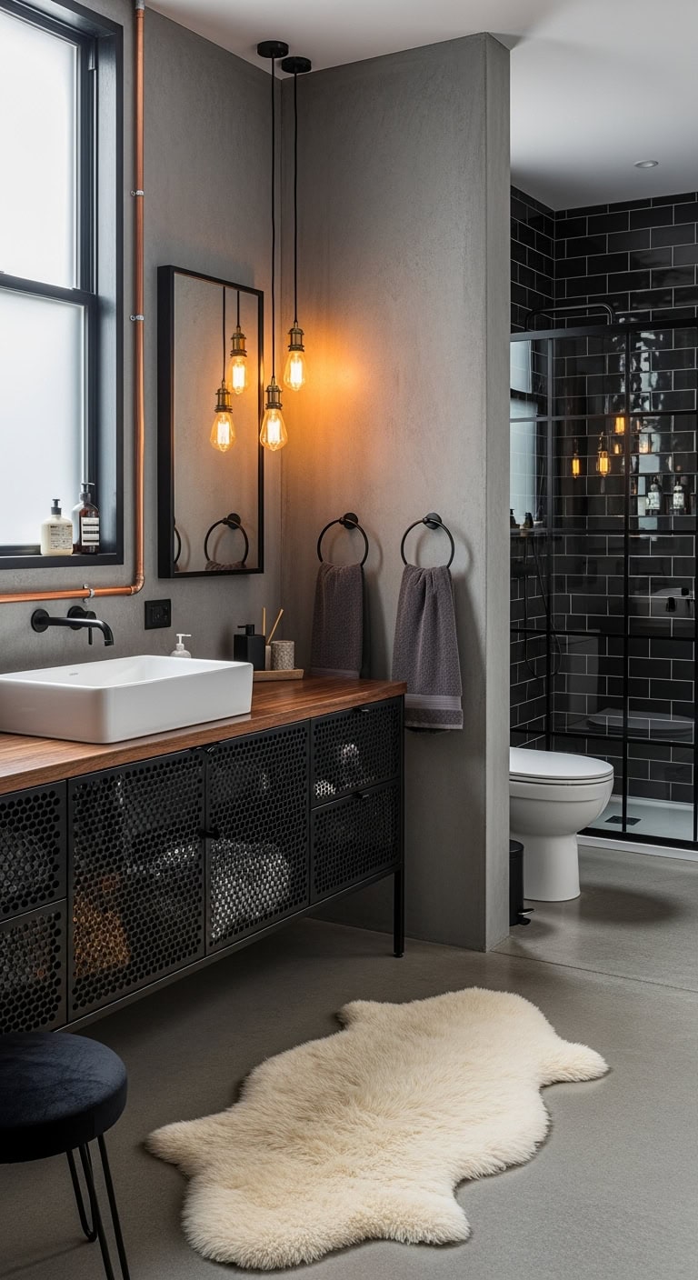 industrial chic bathroom vanity
