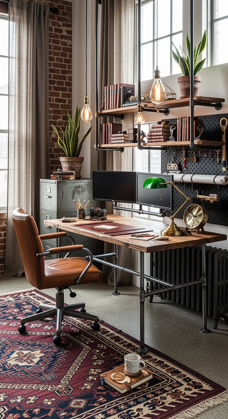 edgy masculine industrial workspace ambiance
