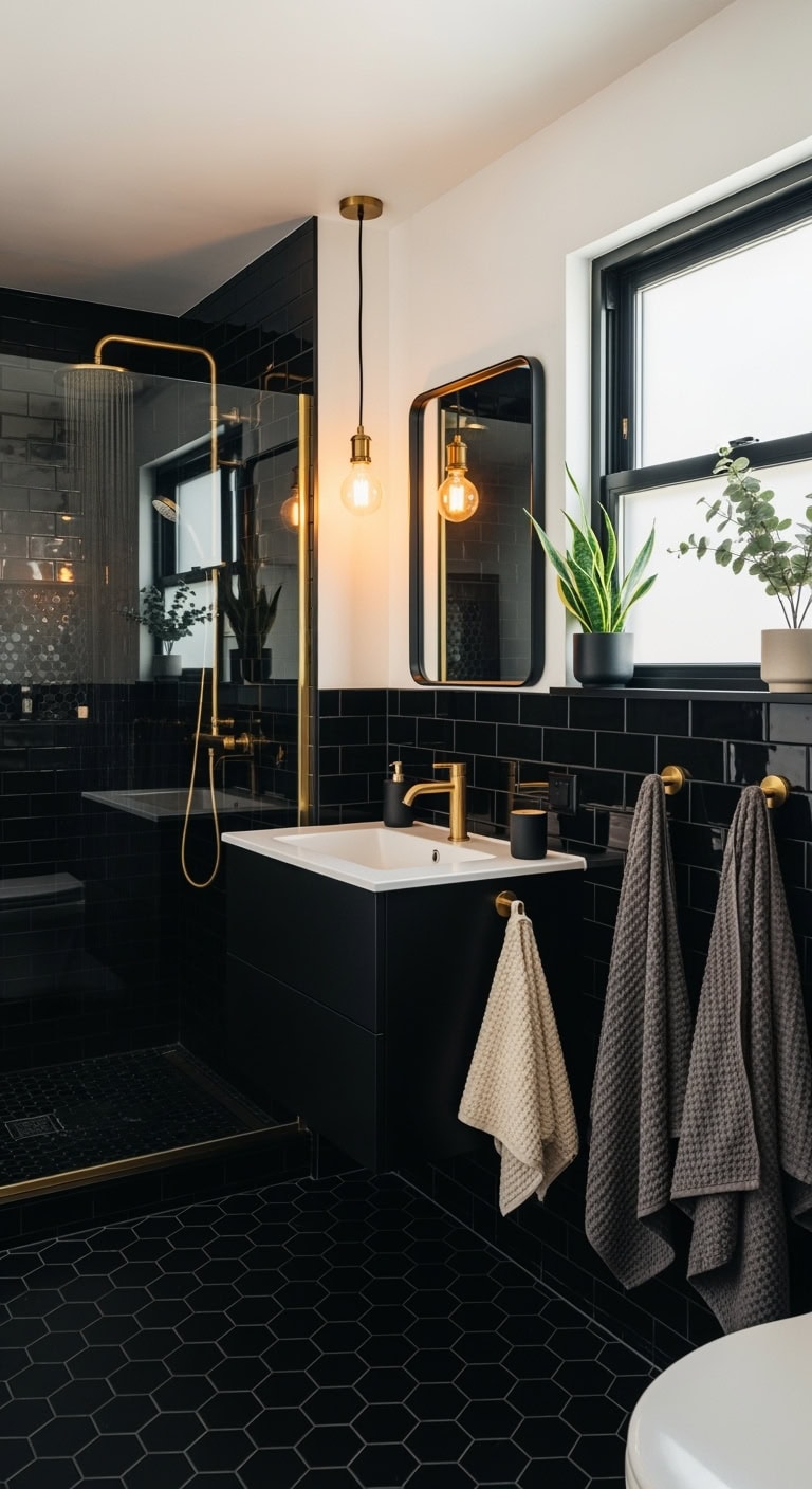 chic monochrome bathroom towel selection