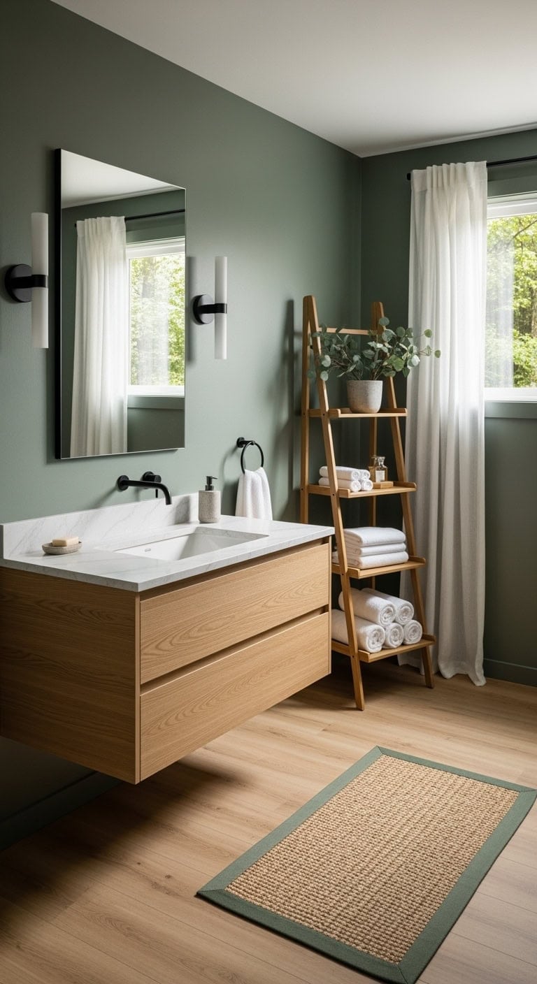 sage scandinavian oak bathroom remodel