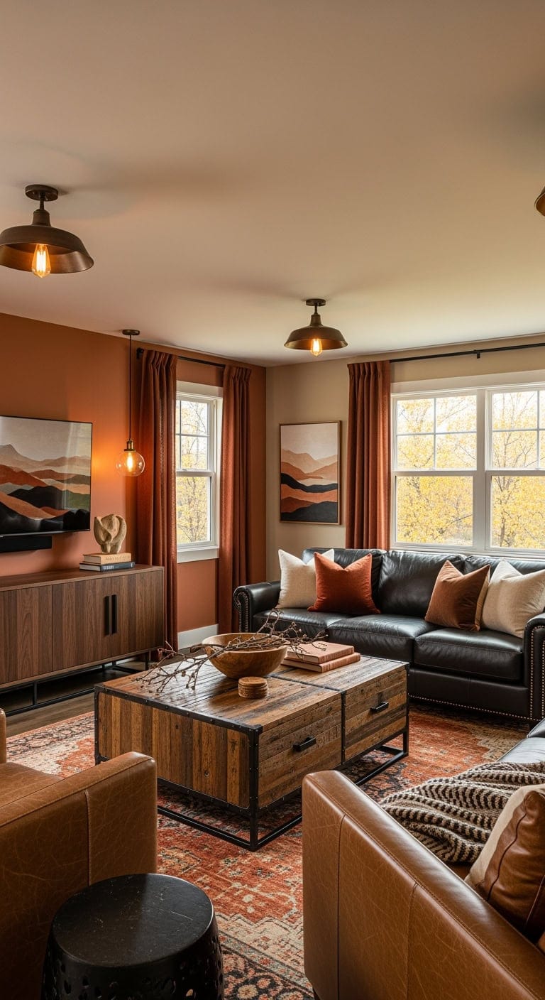 rustic autumnal black livingroom