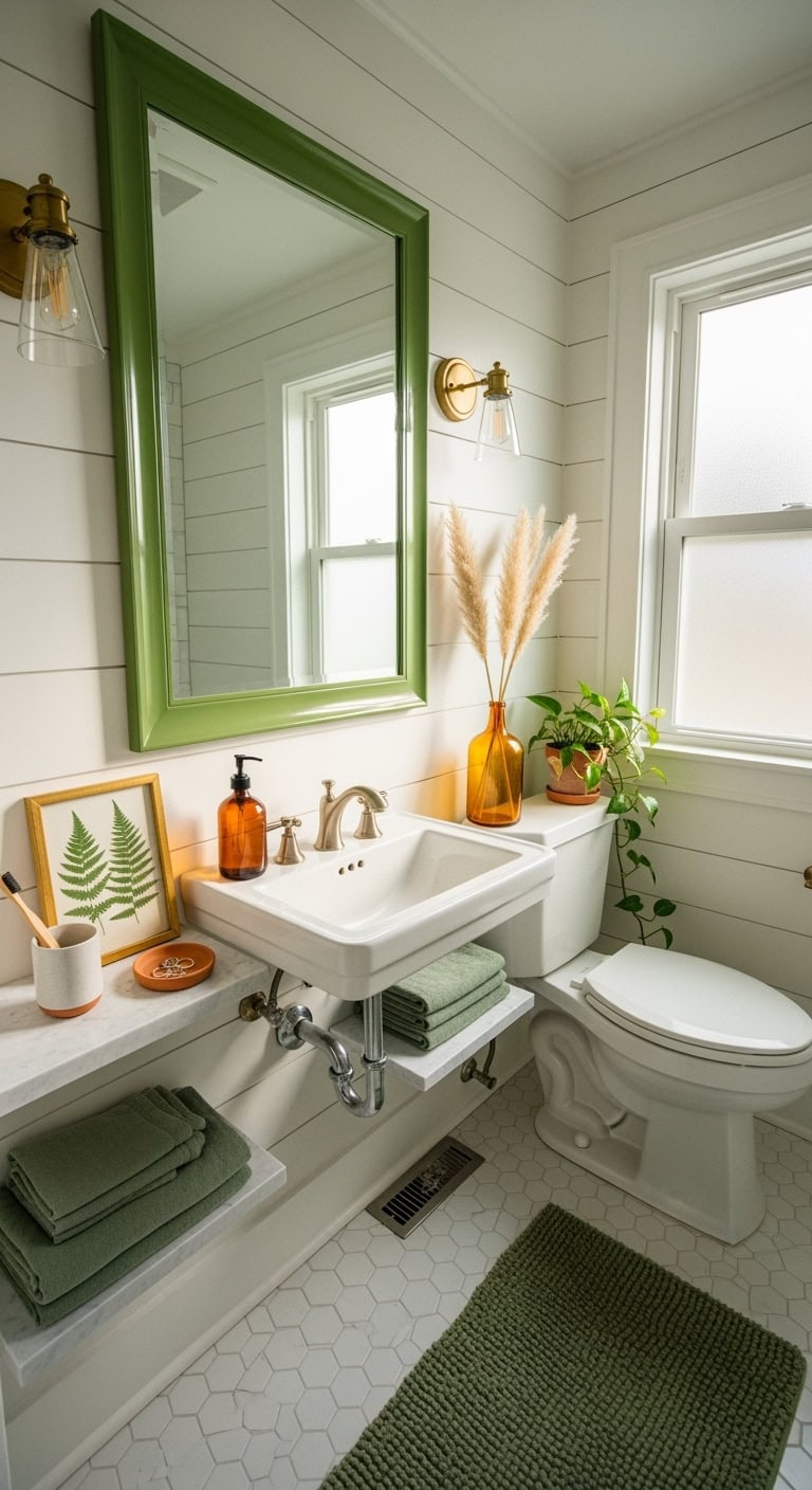 lush botanical bathroom mirror statement