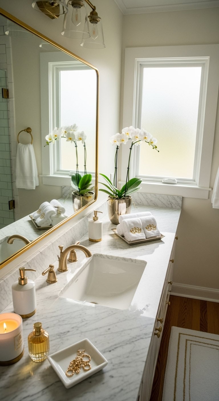 luxurious gleaming white and gold