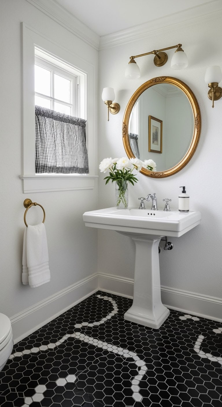 vintage glamour powder room transformation