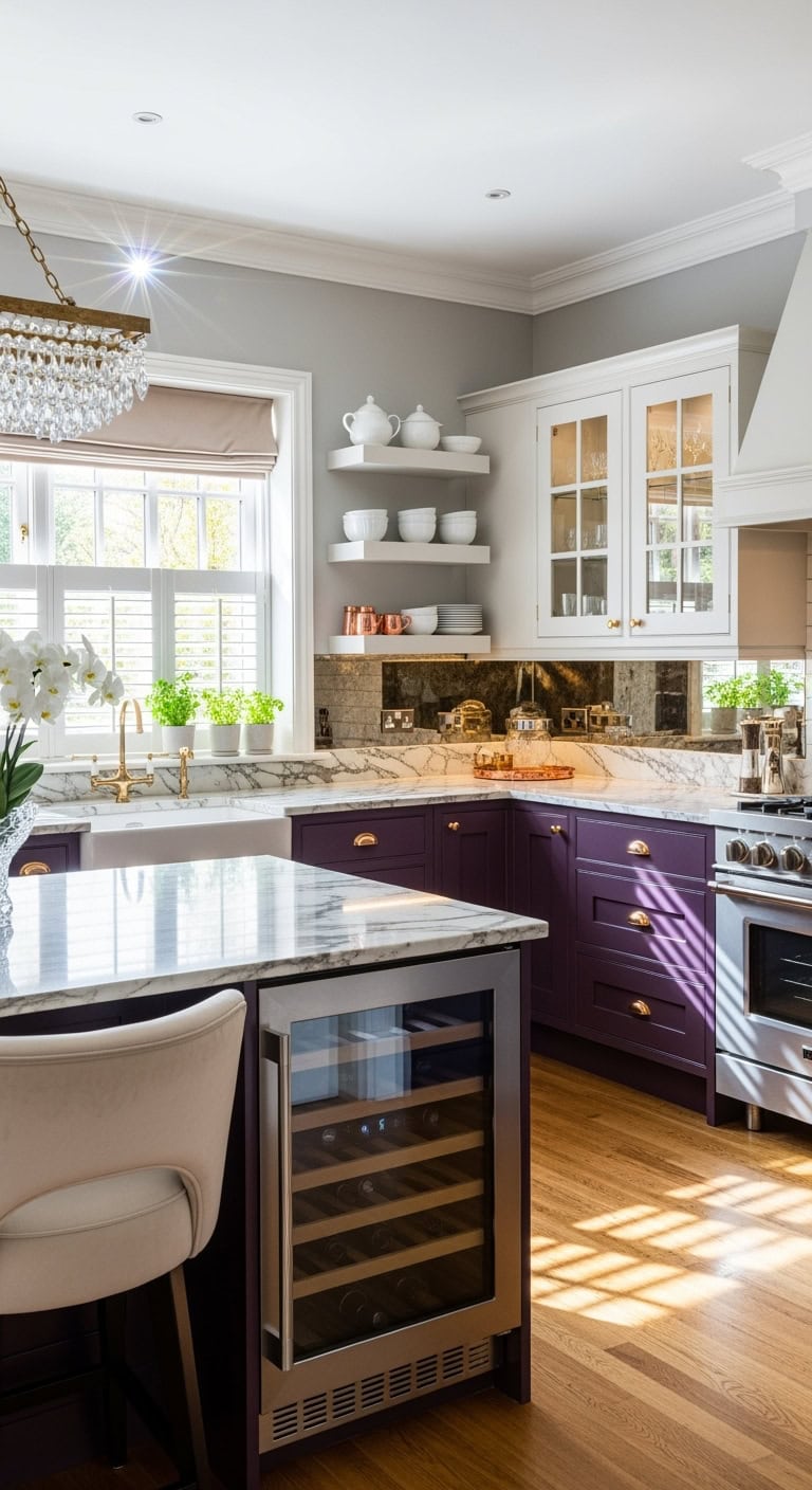 opulent plum kitchen elegance