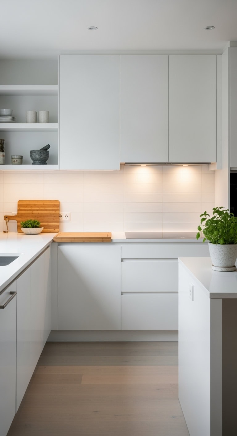 zen inspired white backsplash designs