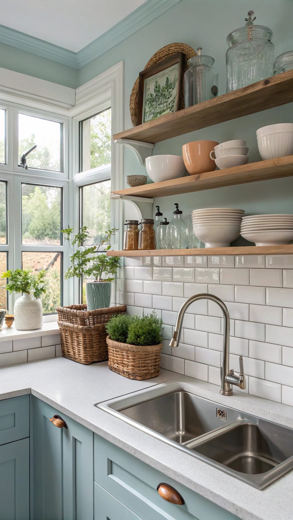 curated open shelving display