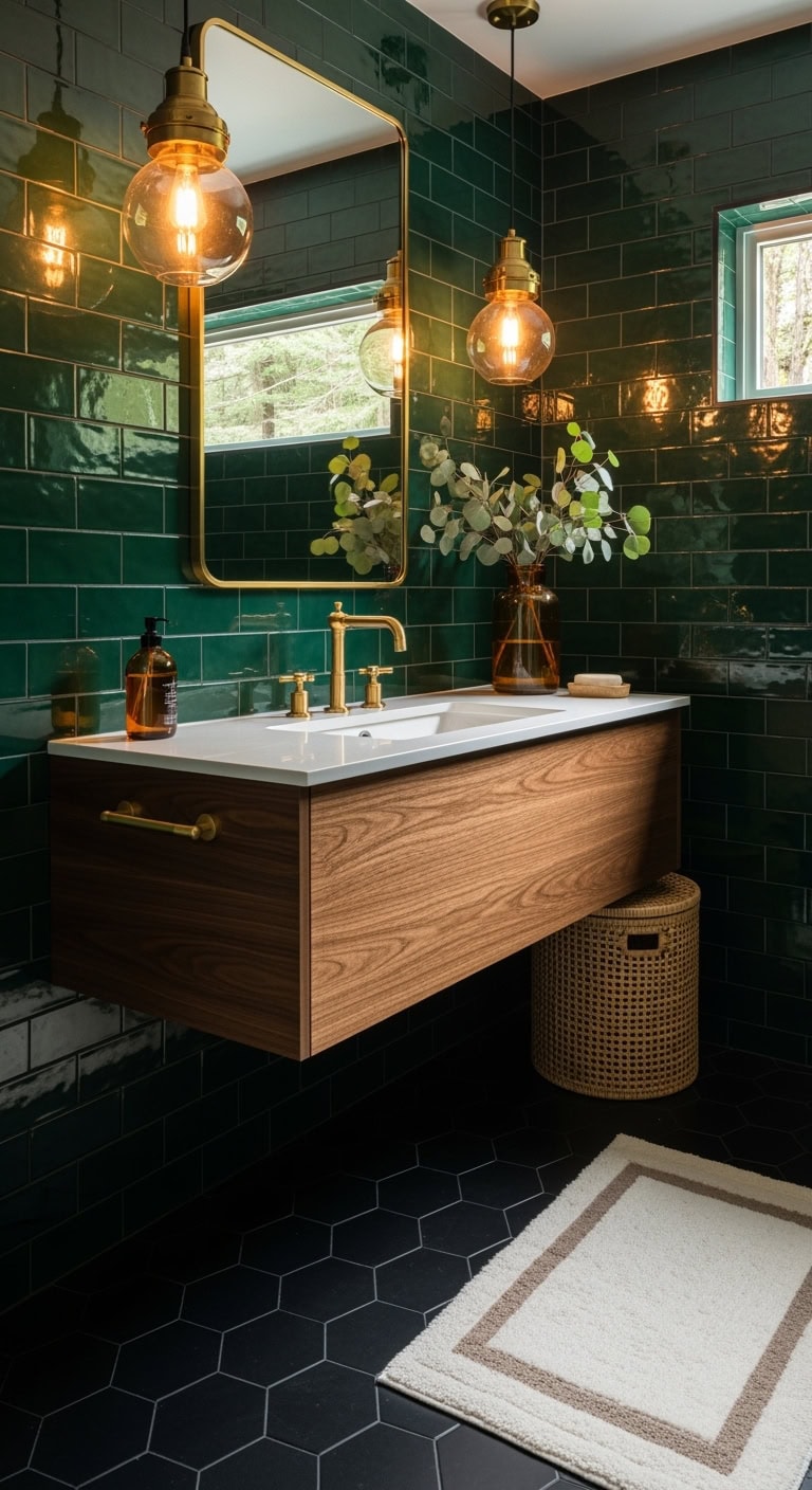 deep emerald bathroom sanctuary