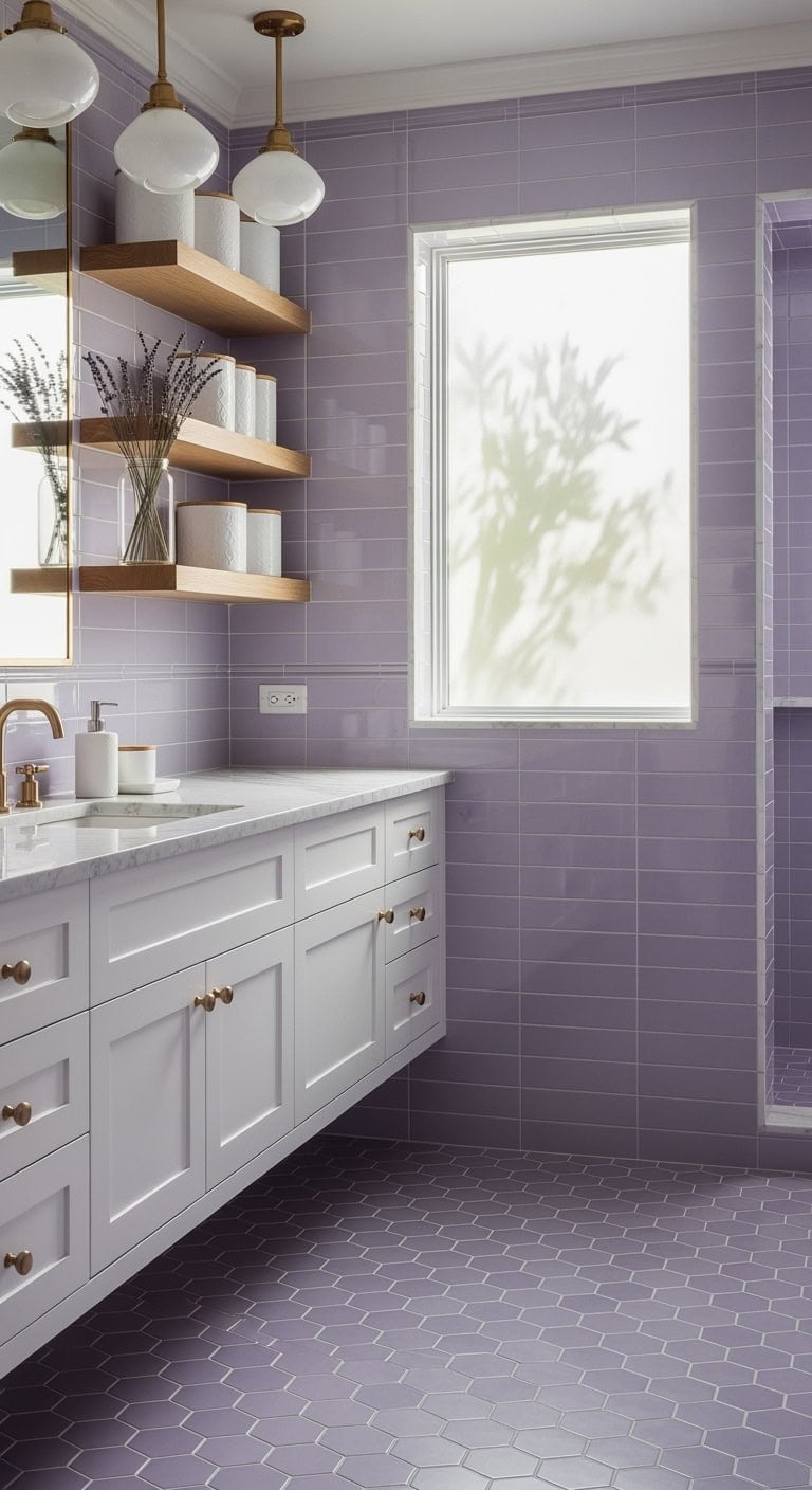 lavender spa inspired bathroom tiles