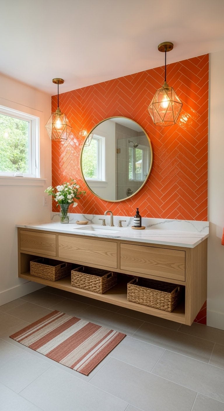 mandarin herringbone statement wall