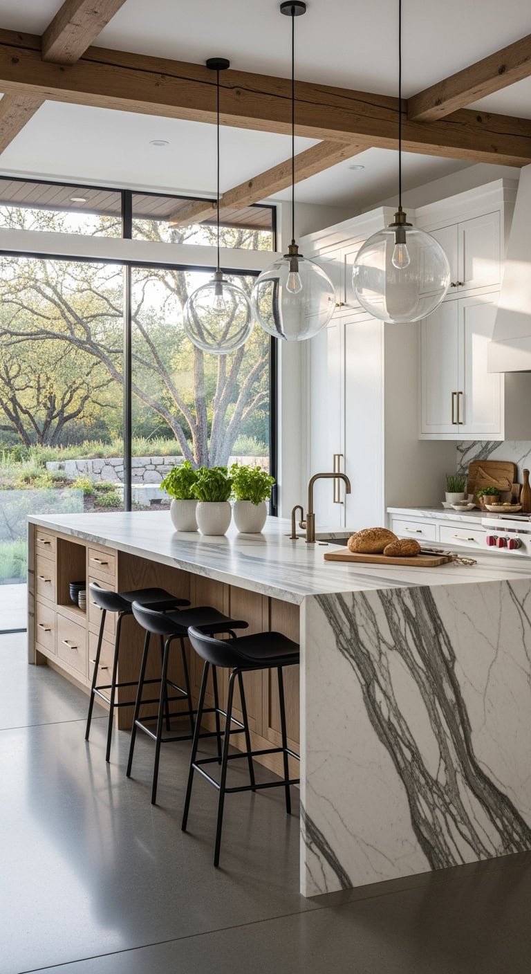 dramatic chic contrasting multifunctional kitchen island