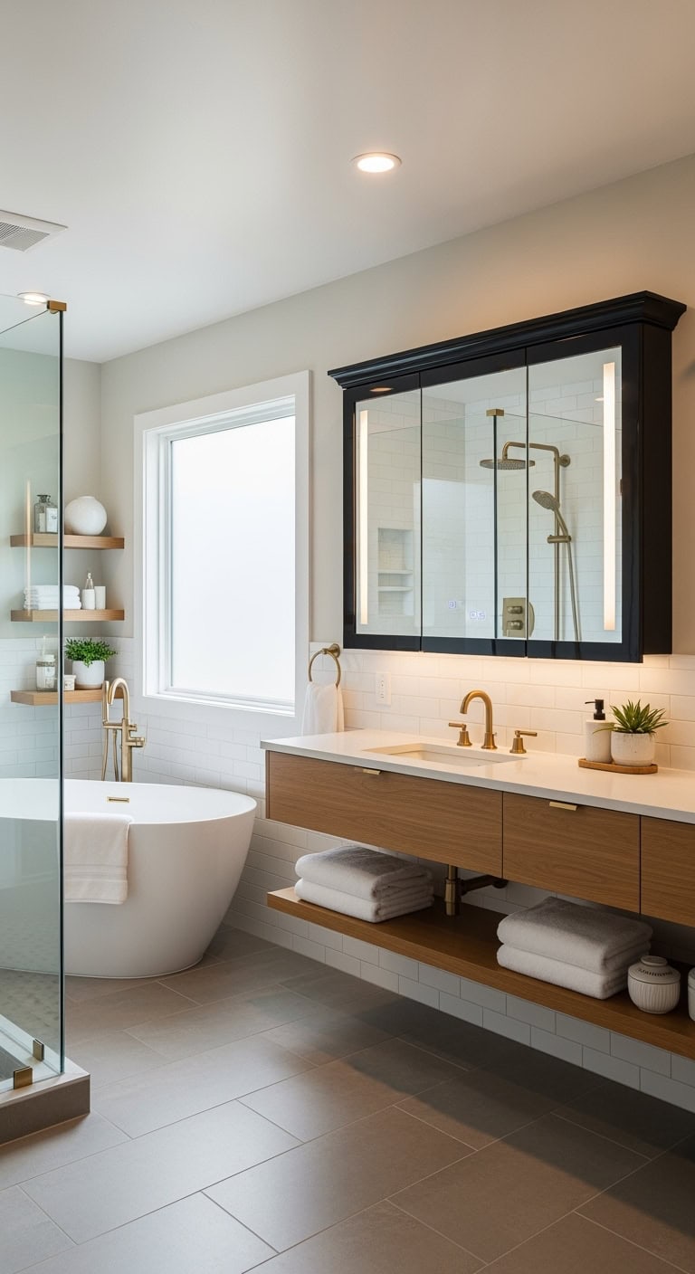 glamorous sleek functional bathroom storage