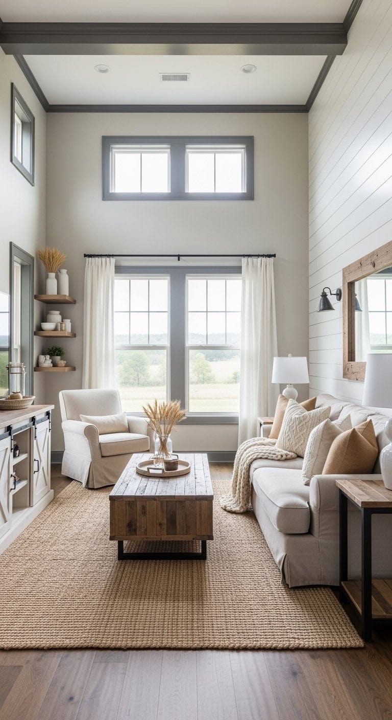 modern farmhouse neutral cozy vignette
