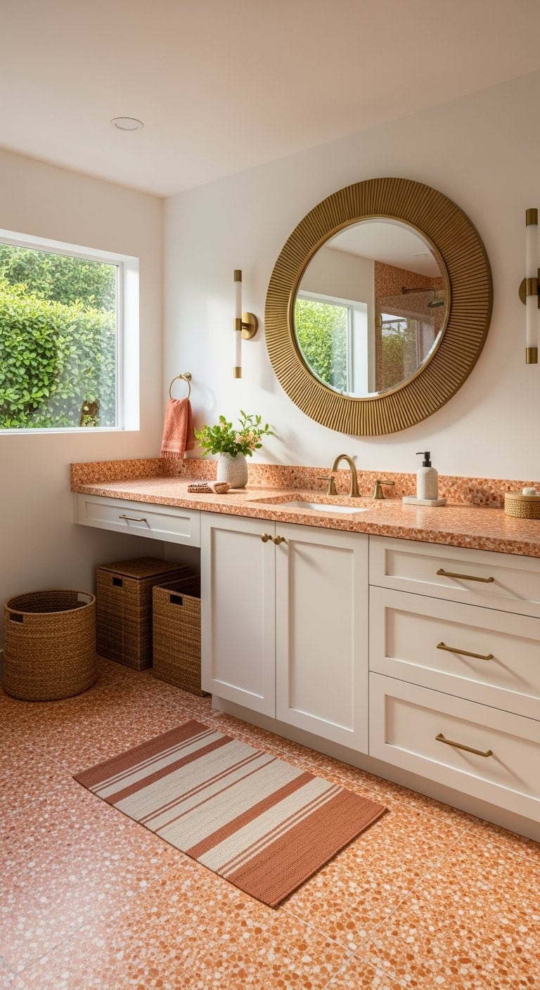 warm orange terrazzo bathroom vibe