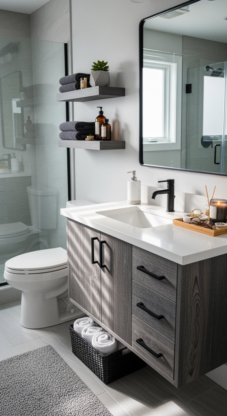 sophisticated rustic bathroom vanity accents