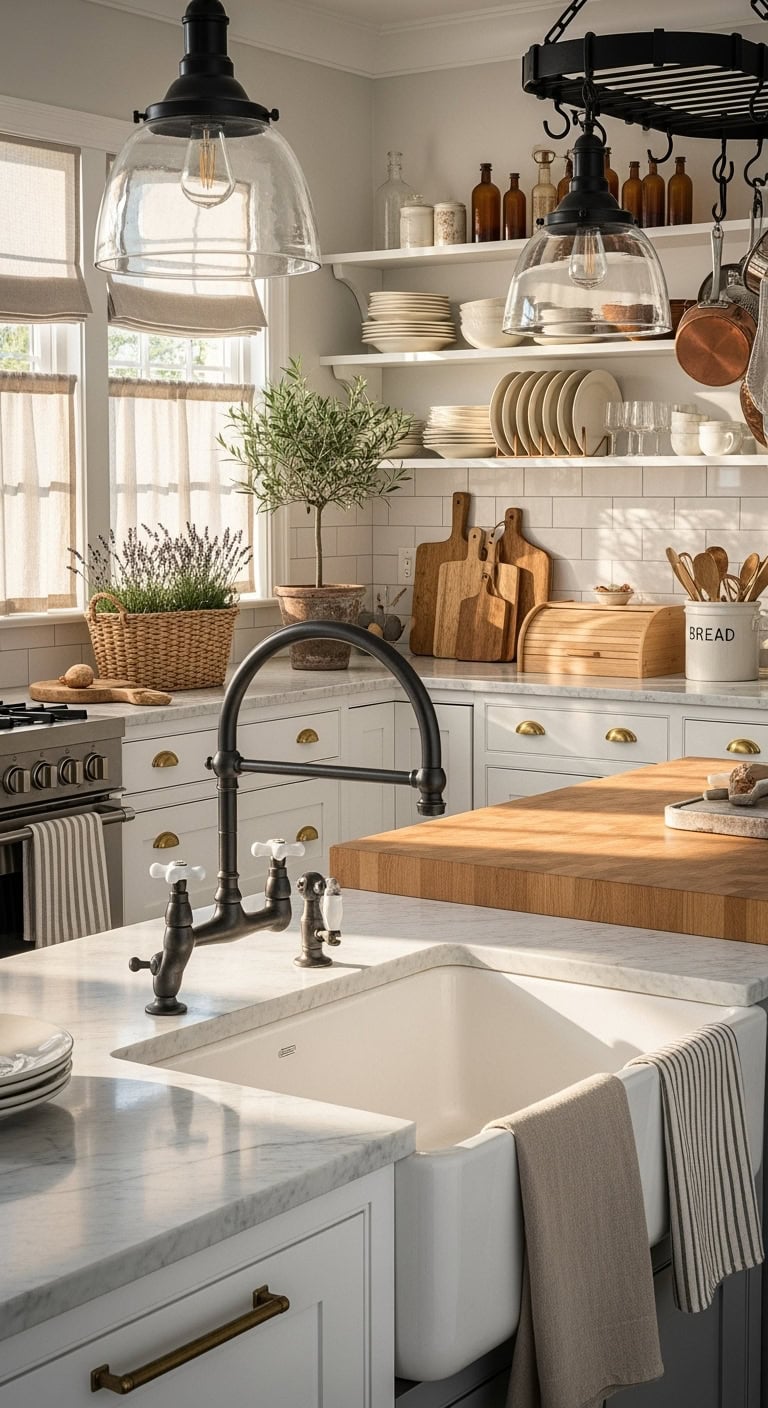 dramatic vintage modern kitchen faucet highlight