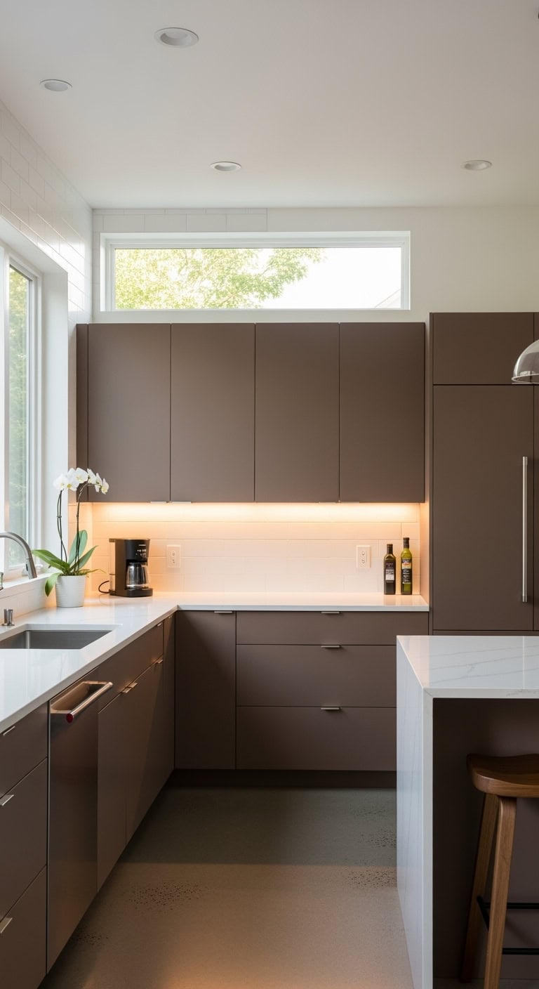 minimalist warm mocha kitchen