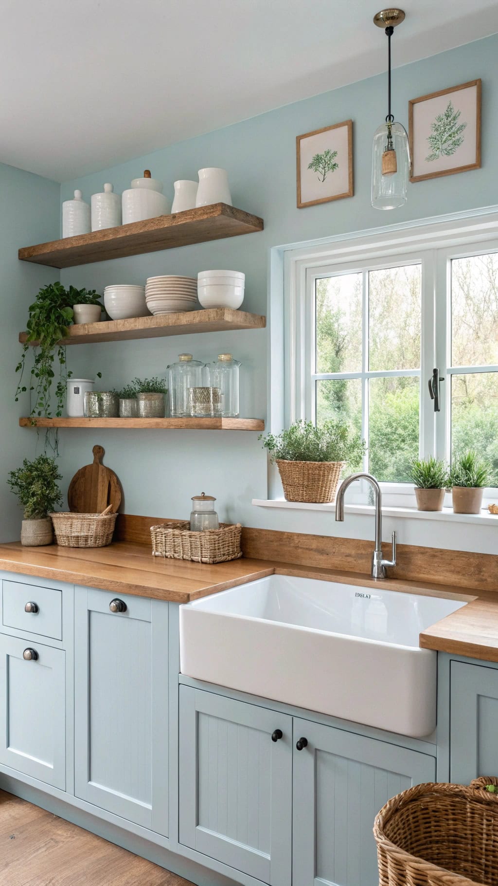 dreamy pastel blue kitchen
