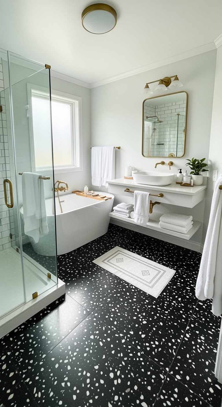 elegant black and white terrazzo design