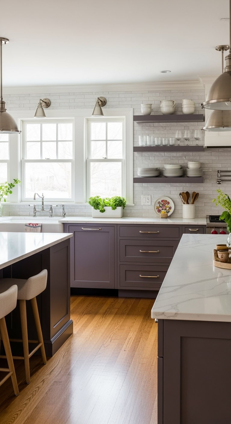 transitional plum kitchen elegance