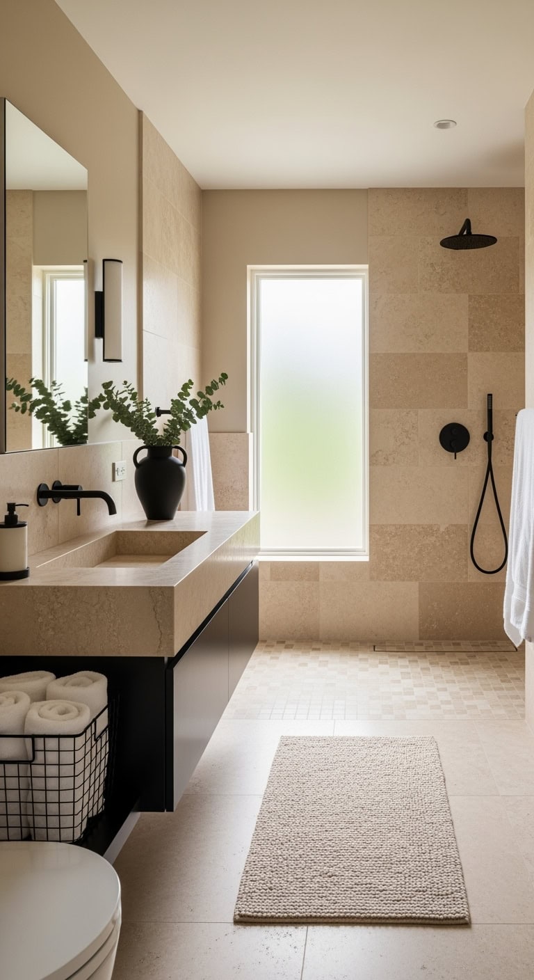 beige stone with matte black