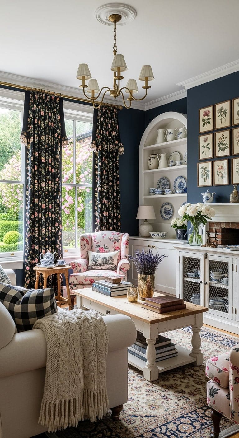 english cottage floral curtains