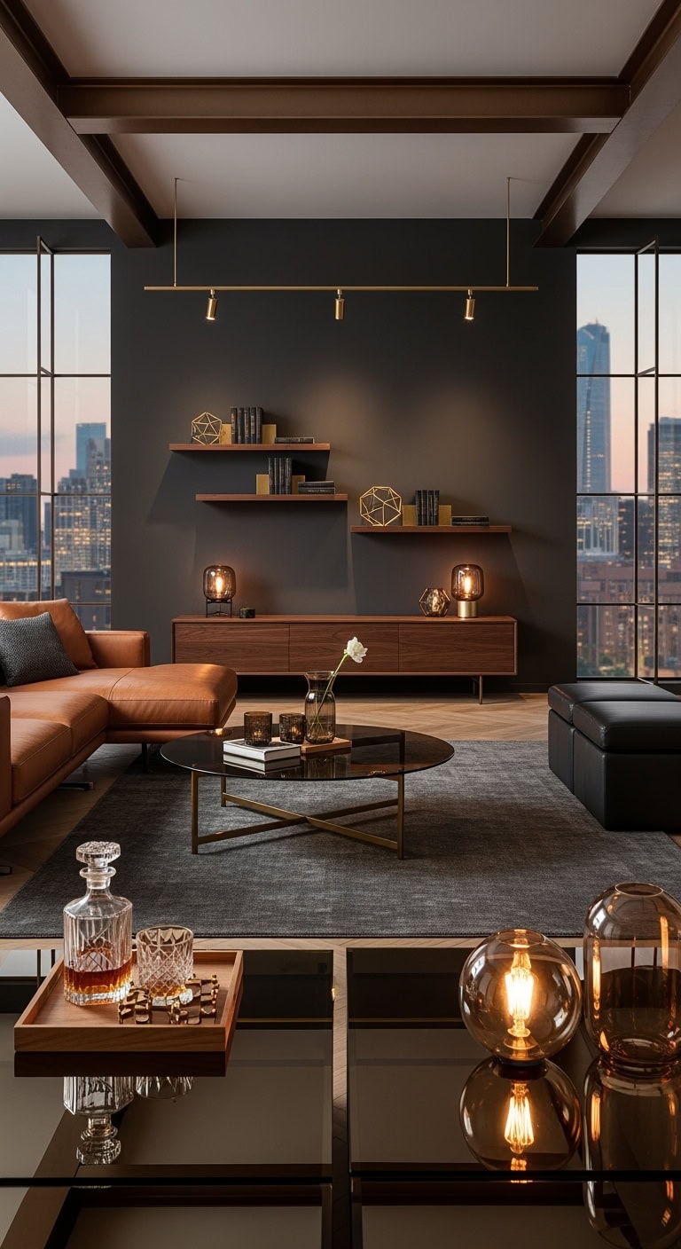 refined leather and glass