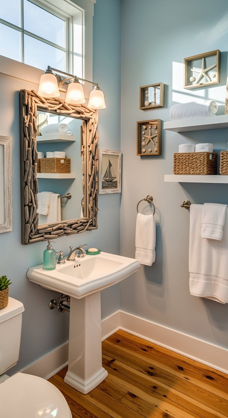 breezy coastal powder room delight