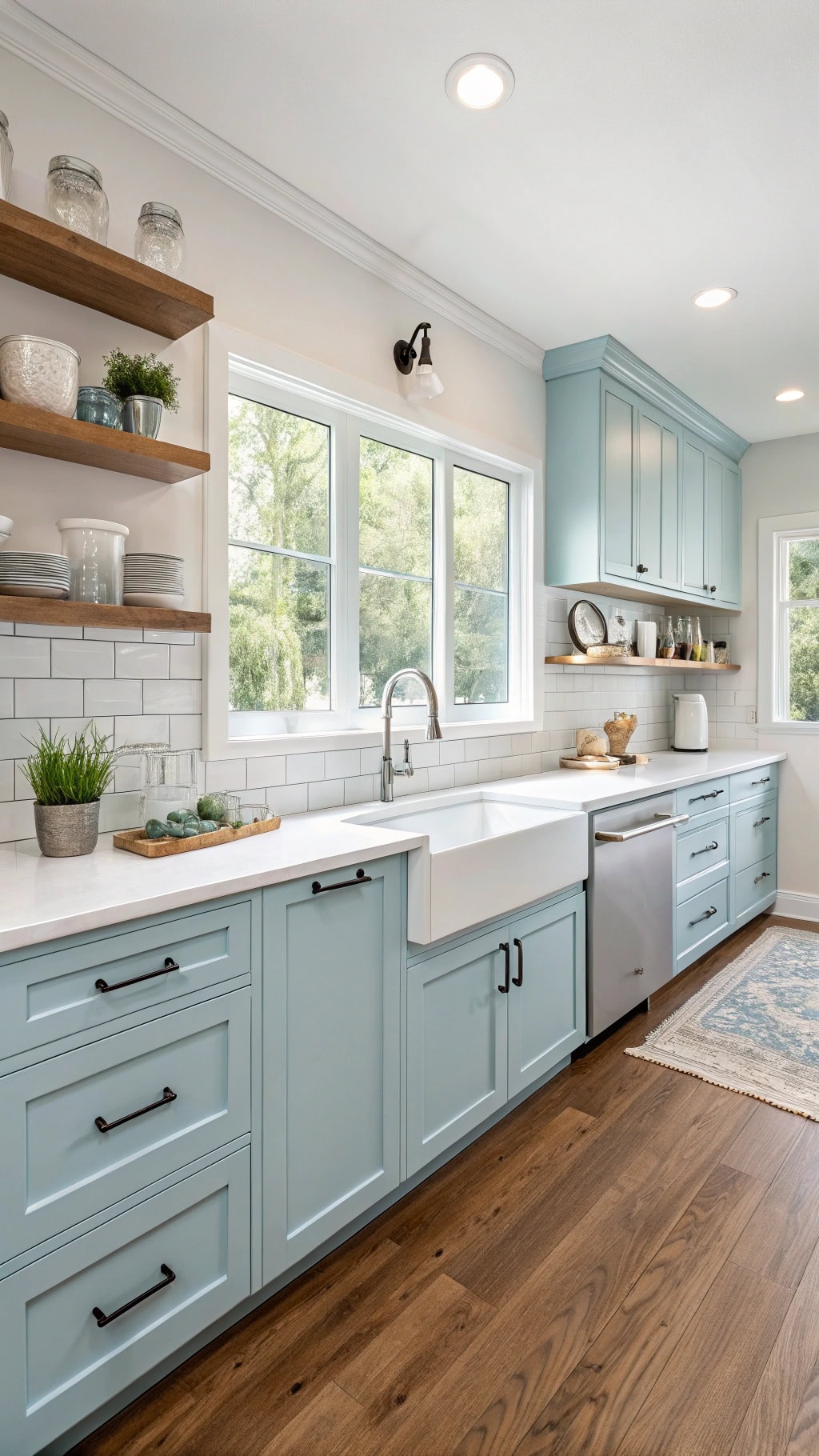 refreshing powder blue cabinetry